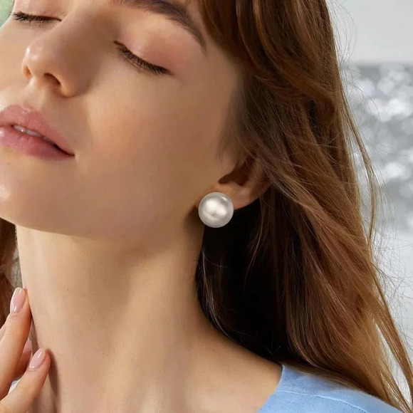 Women Stud  Earrings Half-ball Mattle Gold Sliver Studs 14K Brushed Button - Picture 2 of 7